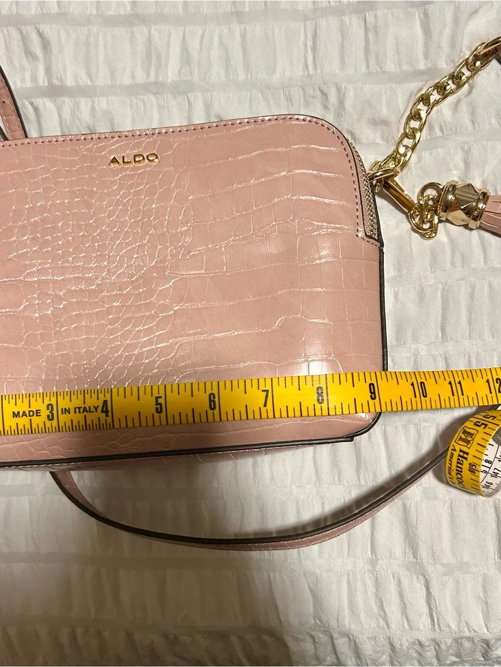 ALDO Rose Pink Croc-Embossed Crossbody with Tassel